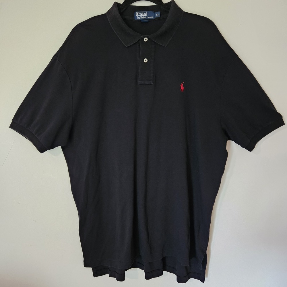 Polo Ralph Lauren Shirt Mens XL Black Short Sleeve Classic Fit Casual Red Pony